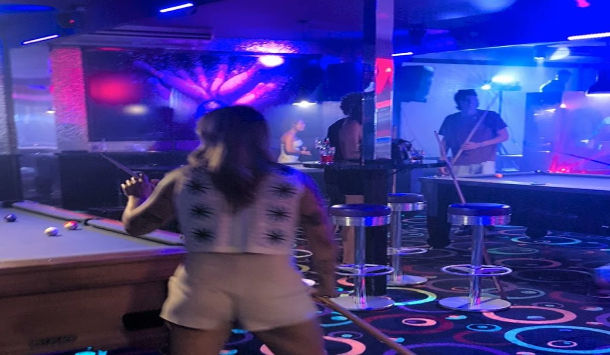 Group playing pool at a function at Spinners